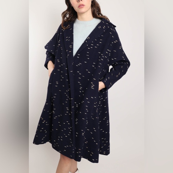 Vintage 1950’s Lilli Ann Flecked Polka Dot Tweed Swing Coat - Picture 3 of 12